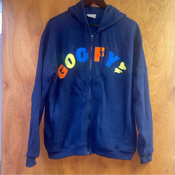 Walt Disney World Other - Vintage Vtg 1990s 90s Disney Goofy Navy Hoodie Zip Up Sweatshirt Size Small